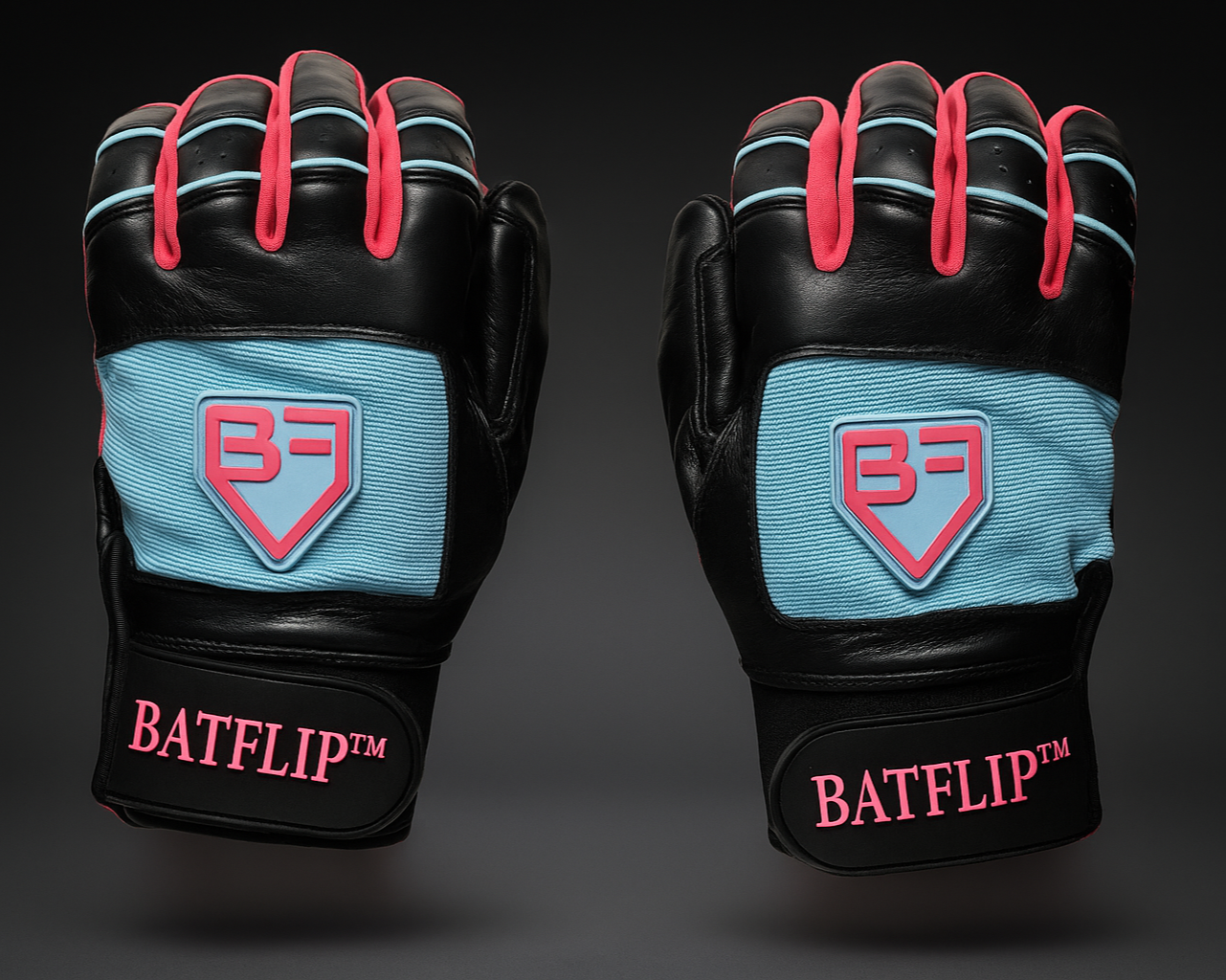 Neon Retro Black Batting Gloves