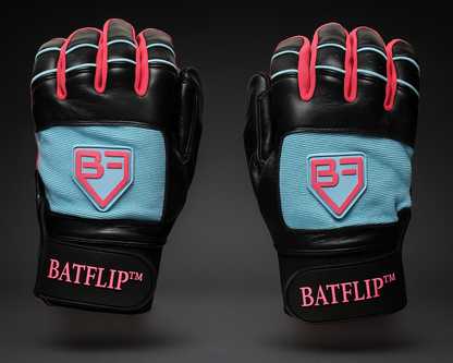 Neon Retro Black Batting Gloves